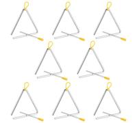 CHEUKYIU Lot de 8 Triangle avec Mailloches, Triangles Musique en Acier, Instruments de Musique pour Écoles, Débutants, Cours de Musique et Spectacles Scolaires