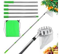 CheurYae Outil de cueillette de fruits, pince à pommes avec poteau de connexion en acier inoxydable et sac en tissu, pour orange, citron, pomme, poire (2 m)