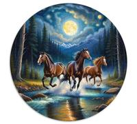 Cheval 1000 Piece Animaux Puzzle Rond, pour Enfants Adult Jouets De Anti Stress Décoration pour Enfants Cadeau De Qualité Supérieure 1000pcs (67.5x67.5cm)