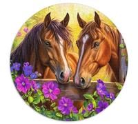 Cheval 1000 Pièce Jigsaw Puzzles Jeux ÉduChatifs Soulageur De Stress Jigsaw Circulaire Jeu De Défi Unique pour Adultes Et Enfants 1000pcs (67.5x67.5cm)