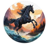 Cheval 1000 Piece Puzzle Rond, pour Enfants Adult De Forme Irrégulière, Unique Jigsaw pour La Famille Amis 12 Ans De Qualité Supérieure 1000pcs (67.5x67.5cm)