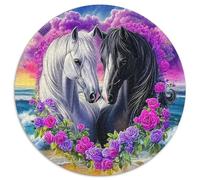 Cheval 1000 Piece Puzzle Rond, pour Enfants Adult De Forme Irrégulière, Unique Jigsaw pour La Famille Amis De Qualité Supérieure 1000pcs (67.5x67.5cm)