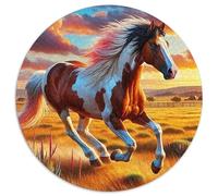 Cheval 1000 Pièces Puzzle Circulaire 3D Haute définition Puzzles Classiques Puzzle Rond Créatif Jeu D'Intelligence Décoration pour Enfants Cadeau 1000pcs (67.5x67.5cm)