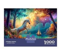 Cheval 1000 Pièces Puzzle FamilialForêt Licorne pour Adultes Moderne Jeu Premium avec Défis Paysagedes QuatreSaisons 38x26cm/1000pcs