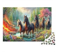 Cheval 1000 Pièces PuzzlePièces Chevals Fire Stream pour Adultes Jeu D'Intelligence Difficile EtStimulant Décorationde La Maison 38x26cm/1000pcs