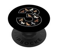 Cheval 3e Anniversaire 3 Ans Poney Fille équestre PopSockets PopGrip Adhésif