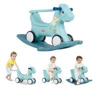 Cheval à bascule 3 en 1, Draisienne Bébé avec Machine à musique, Vélo Bébé à 4 Roues Silencieuses pour Garçons et Filles 6-36mois