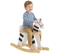 AIYAPLAY Cheval à Bascule pour Enfant Base en Bois Dossier Noir et Blanc | Jouet à Bascule pour Enfant, Facile à Monter, Cadeau Fille & Garçon 18 Mois à 3 Ans