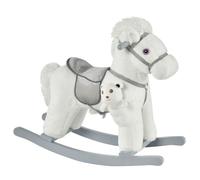 Cheval à bascule bébé de18 à 36 mois - HOMCOM - avec effet sonore - ours en peluche gratuit -en bois - 65 x 26 x 55 cm - blanc