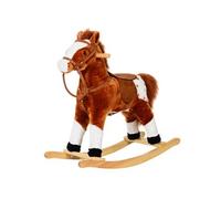 Cheval à bascule cheval de cowboy effet sonore selle rênes marron blanc Marron