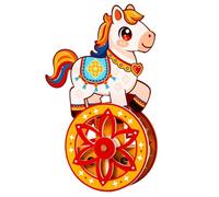 Cheval à Bascule décoratif en Bois - Jeu Mental de Montage avec Base Auto-balançante | Jouet de Cheval en Bois - pour Jeu, Interaction, Passe-Temps, Hommes, Adolescents, Maison, Anniversaire