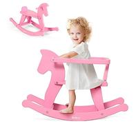 Cheval à Bascule en Bois Belleur pour Tout-Petits de 1 à 3 Ans, Jouets en Bois pour bébé avec clôture Amovible pour activités intérieures et extérieures, Animaux à Bascule pour garçons et Filles