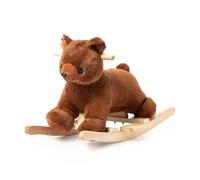 Cheval à bascule en bois Ourson - ATAA TOYS - Avec musique et peluche en polyester - Pour enfant jusqu'à 3 ans
