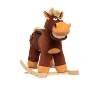Cheval à Bascule en Peluche Massif, Marron | Doux, Cheval à Bascule avec propre Bois, Rembourré, Jouet, pour Salle Jeux, Bébés