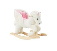 Cheval à bascule en peluche structure en acier 30 x 69,5 x 56 cm blanc