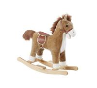 Cheval à bascule en peluche structure en acier 31 x 65 x 61 cm marron