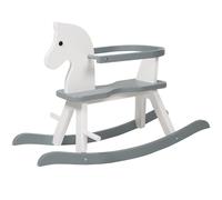 Cheval À Bascule Évolutif En Bois Roba Avec Anneau De Protection Amovible - Blanc / Gris