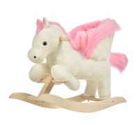 HomCom Cheval à bascule fonction musicale – selle grand confort, peluche douce blanc/rose 18-36 mois