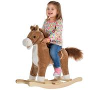Cheval à bascule - HOMCOM - selle grand confort peluche courte douce bois peuplier jouet enfant - bois - 65x32,5x61cm - brun