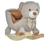 Cheval à bascule jouet à bascule ourson fauteuil intégré ceinture de sécurité fonction sonore grognement gris marron