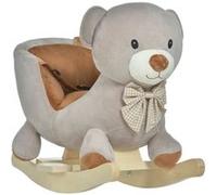 Cheval à bascule jouet à bascule ourson fauteuil intégré ceinture de sécurité fonction sonore grognement gris marron G