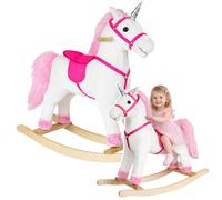 Cheval à bascule Licorne Blanc Avec Son Bouche Mobile 74cm Peluche Enfant