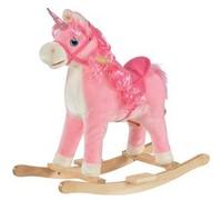 Cheval à bascule licorne porteur 2 en 1 - effet sonore - poignée structure bois de peuplier peluche douce blanche G