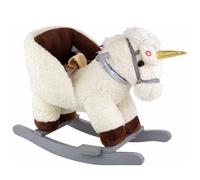 Cheval à bascule licorne pour tout-petits, blanc et beige