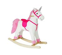 Cheval à bascule Licorne Rose pour enfants avec mouvement musique et sons réalistes hauteur 74 cm
