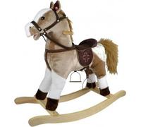 Cheval à bascule marron clair en peluche 71cm avec son et mouvement 50kg dans sa boîte 62x56x19cm