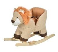 HOMCOM Cheval à Bascule modèle Lion Fonction Musicale Selle Grand Confort Peluche Courte Douce Bois peuplier Marron dim. 68L x 35l x 50H cm