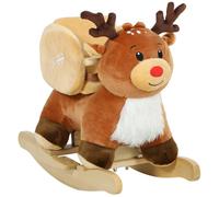 Cheval à bascule pour enfants - AIYAPLAY - berceuses, ceinture de sécurité - polyester - 65 x 35 x 59 cm - marron