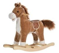HOMCOM Cheval à Bascule Selle Grand Confort Peluche Courte Douce Bois peuplier Brun dim. 65L x 32,5l x 61H cm