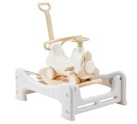VEVOR Cheval à bascule 5 en 1 pour les enfants de 1 à 3 ans, jouet à bascule avec trampoline, planche d'équilibre détachable, poignée de poussée et 4 roues lisses, capacité de 36 kg, pour bébé, blanc
