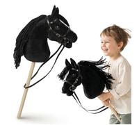 Cheval à bâton noir - Mamabrum - Modèle HOBBY HORSE NOIR - 68 cm - Longueur du bâton 40 cm - Longueur des rênes 42 cm