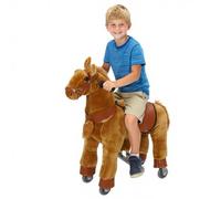 Cheval à Monter pour Enfant Cheval à Chevaucher avec roulettes, Jouet Ride on Horse avec Selle Peluche Bascule pour Enfants 3 4 5 6 Ans