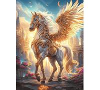 Cheval ailé au coucher du soleil 300 Pièces Puzzle Adulte En Carton Rigide Sans Déformation Animal sauvage et animal de compagnie Cute Difficile Moyenne Décoration Murale Loisir Créatif Idée Cadeau An