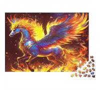 Cheval ailé de feu, Puzzle 1000 pièces pour Adultes, Pégase de feu, Ailes néon, Stimulant Difficile, Premium épais Robuste, Vibrant, Anti-Stress, 52x38cm/1000pcs
