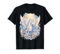 Cheval ailé Pegasus Céleste Floral Fantasy Mythe Art T-Shirt Graphique avec Valeur