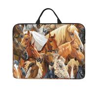 Cheval Animal Aquarelle imprimé,Housse pour Ordinateur Portable 14 Pouces, Sacoche pour Ordinateur Portable, Mallette avec poignée