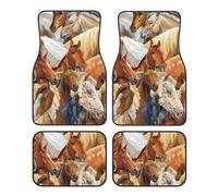 Cheval Animal Aquarelle imprimé,Lot de 4 Tapis de Sol pour Voiture, Tapis de Sol antidérapants pour véhicule