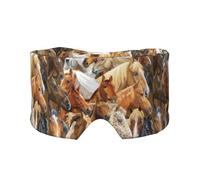 Cheval animal aquarelle imprimé,Masque pour les yeux bloquant la lumière Cache-yeux et cache-oreilles pour le sommeil