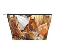 Cheval Animal Aquarelle imprimé, Trousse de Toilette Trousse de Maquillage Sac à cosmétiques Trousse de Toilette de Voyage Portable
