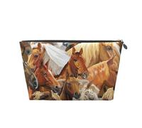 Cheval Animal Aquarelle imprimé, Trousse de Toilette Trousse de Maquillage Sac à cosmétiques Trousse de Toilette de Voyage Portable