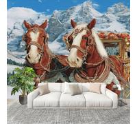 Cheval Animal EuropéEn Papier Peint Intissé Fresque Murale 350x256 cm Peinture D'Art Poster Murale Photo pour Salon, Chambre, Salle à Manger, Effaçable Papier Peint Panoramique