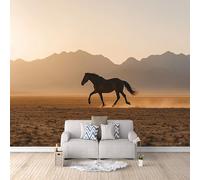 Cheval Animal Papier Peint panoramique intissé 300 × 256 cm Papier Peint XXL Cheval Brun Du Désert Poster Photo Mural Moderne Décoration Murale pour Salon Chambre á Coucherr Bureau Salle