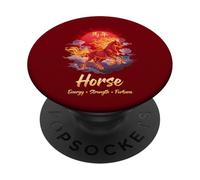 Cheval Année Chinois Zodiaque Lunaire Nouvel an Feu Cheval PopSockets PopGrip Adhésif