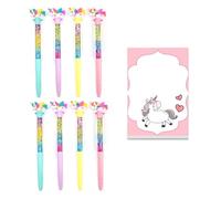 Cheval Arc-En-Ciel: Stylos à Paillettes et Sables Mouvants, 8 Stylos et 50 Notes Autocollantes, Papeterie Exquise pour Enfants