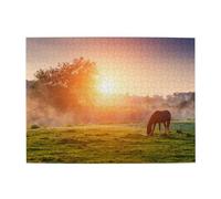Cheval au crépuscule, Puzzle de 500 pièces pour Adultes - Puzzle en Bois pour Adultes et Personnes âgées