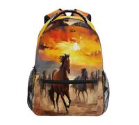Cheval Au Galop Aquarelle Sac À Dos Loisir Cartable Scolaire Confort Sacs A Dos Pour Vélo Ordinateur Portable Travail 29X40Cm